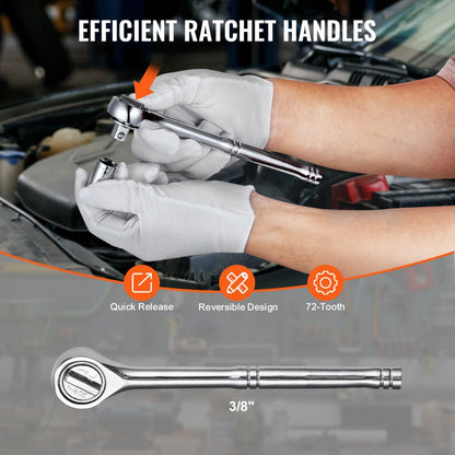 KL-17075 - 221-Piece Alloy Steel Mechanics Tool Set with Quick-Release Ratchet