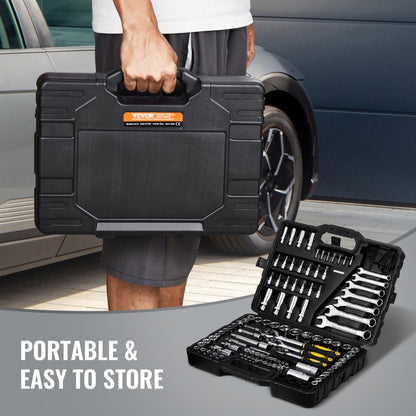 KL-17021 - 121-Piece Alloy Steel Mechanics Tool Set with Ratchets