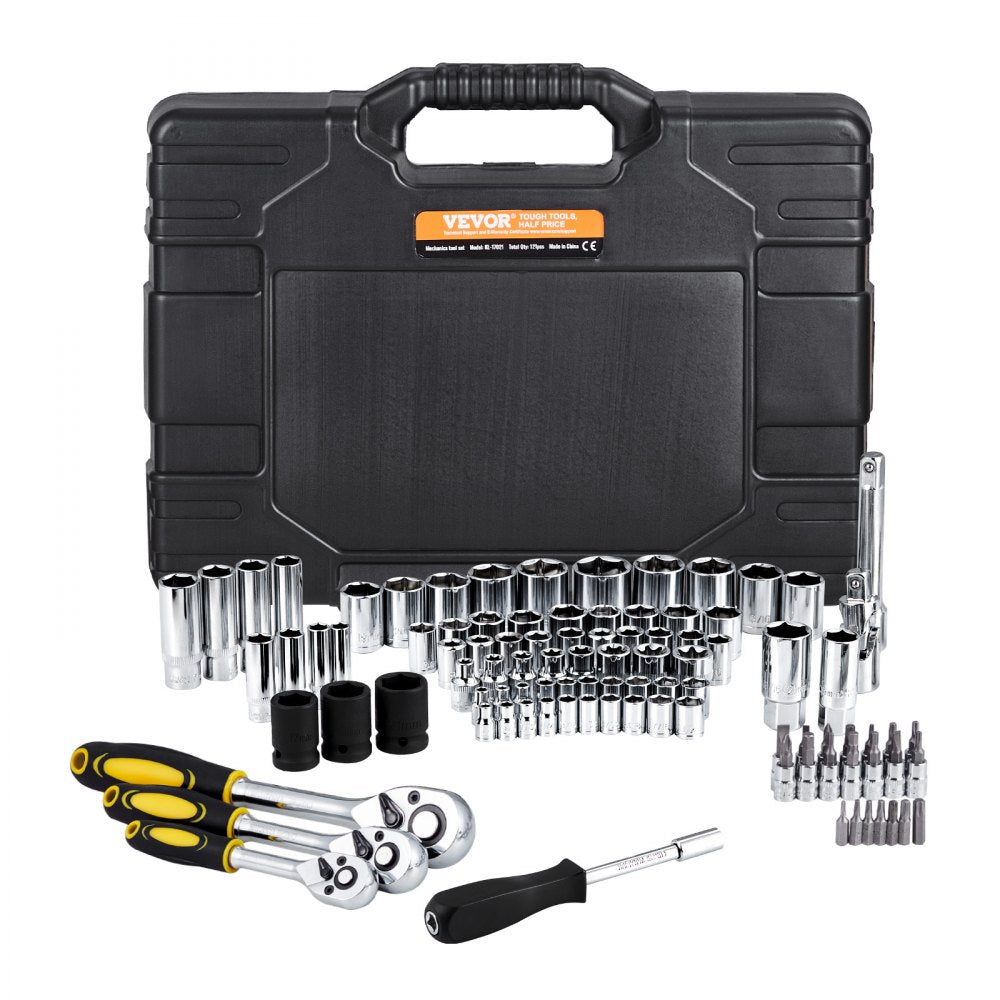KL-17021 - 121-Piece Alloy Steel Mechanics Tool Set with Ratchets