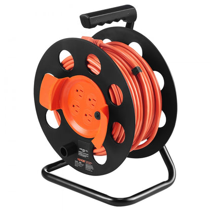 LA057G - 100FT Heavy-Duty Extension Cord Reel with Four Outlets
