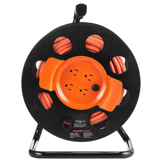 LA057F - 100FT VEVOR Extension Cord Reel with 4 Grounded Outlets