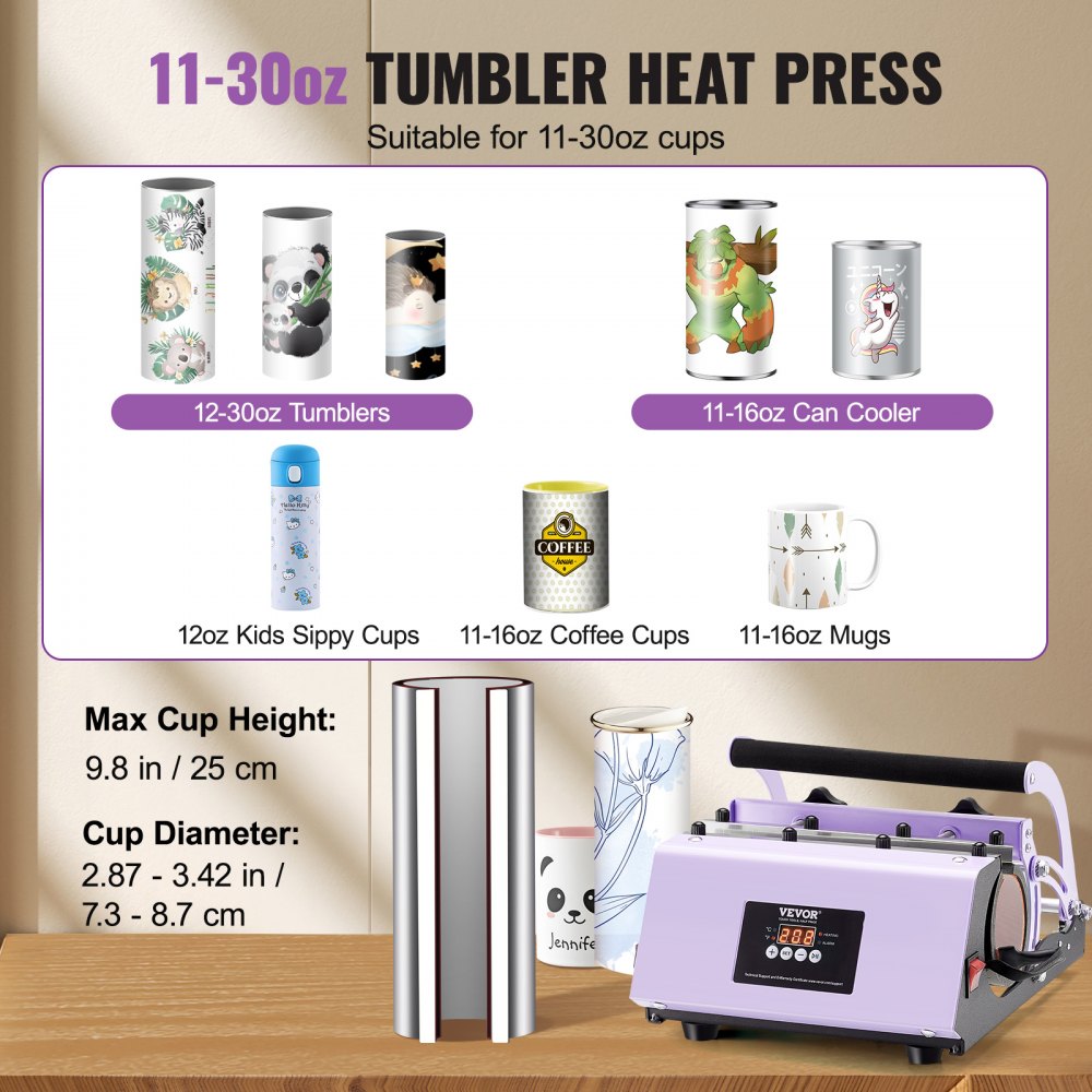 WBFCHP30OZ - VEVOR Heat Press for 11-30oz Cups and Tumblers