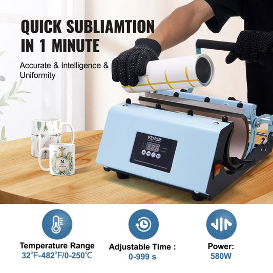 WBFCHP30OZ - Portable 11-30oz VEVOR Cup Heat Press, Quick Sublimation
