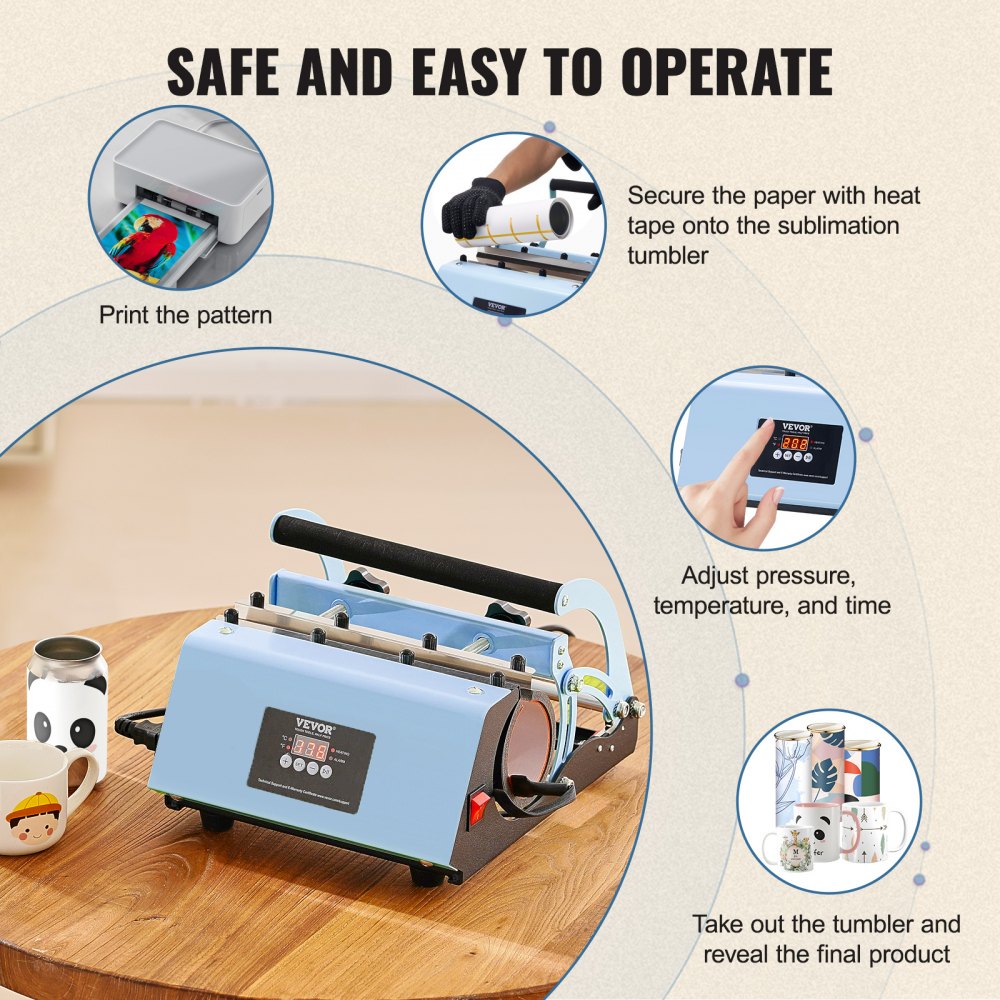 WBFCHP30OZ - Portable 11-30oz VEVOR Cup Heat Press, Quick Sublimation