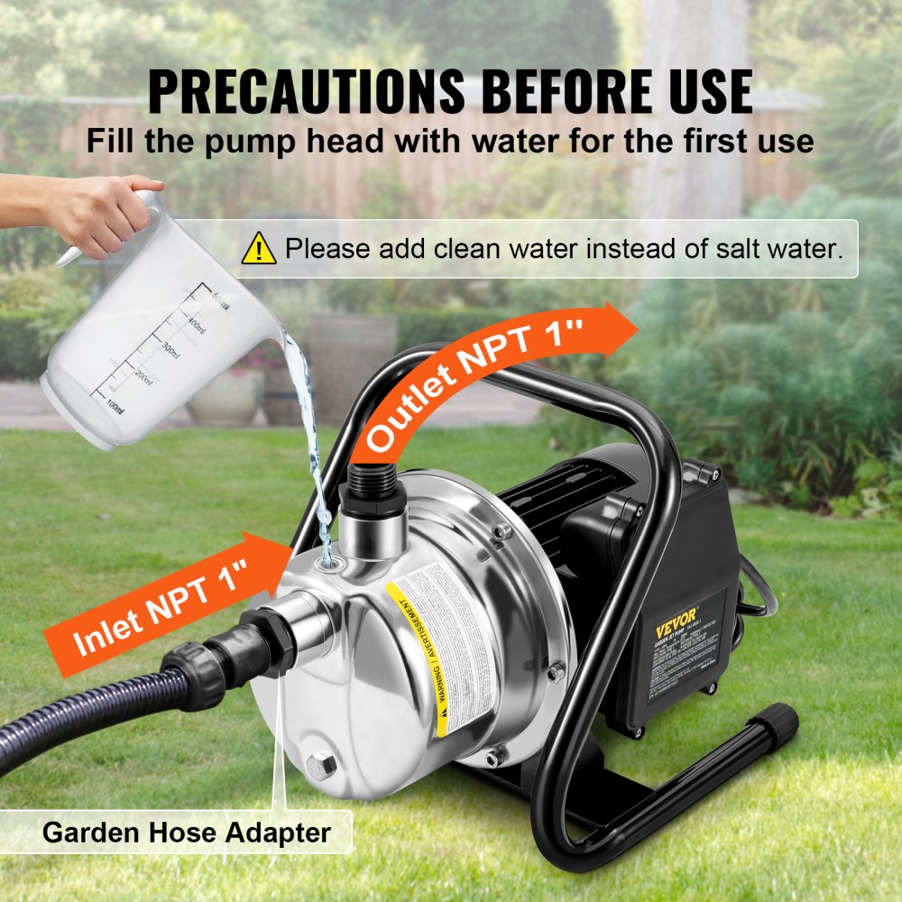 XKJ-1105S - 1.5HP Shallow Well Pump with 1200GPH Flow Rate