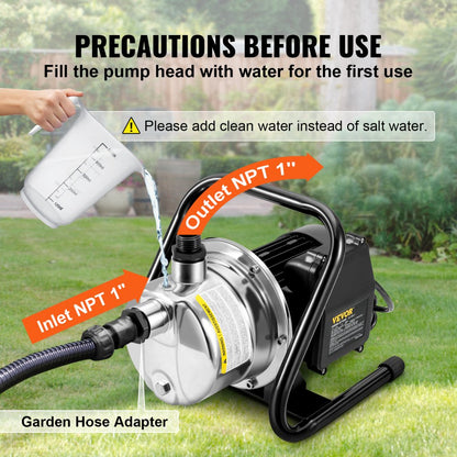 XKJ-1105S - 1.5HP Shallow Well Pump with 1200GPH Flow Rate