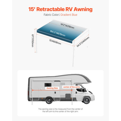 B1 - Durable RV Awning with 18oz PVC Fabric and Aluminum Frame