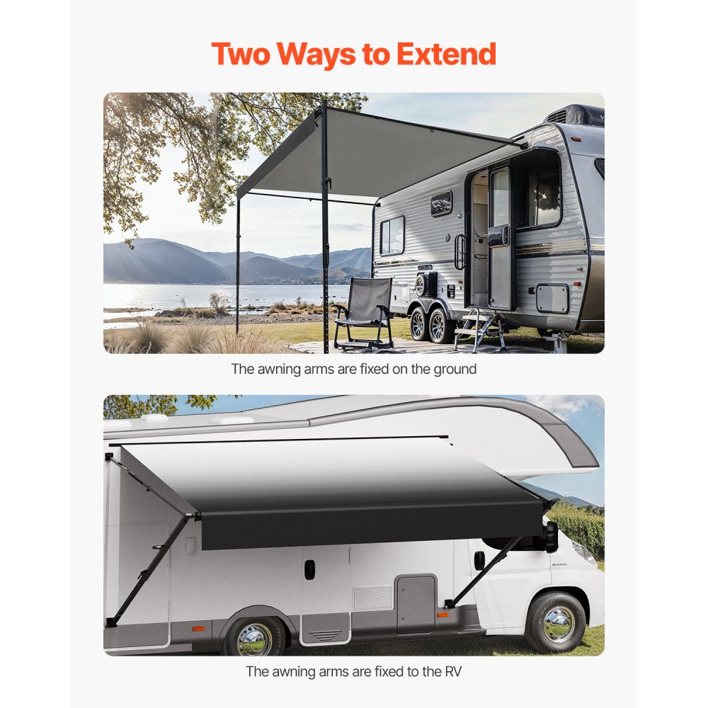 B1 - 16' x 7.7' Durable RV Awning with Reinforced PVC Frame