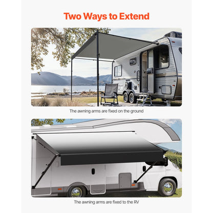 B1 - 16' x 7.7' Durable RV Awning with Reinforced PVC Frame