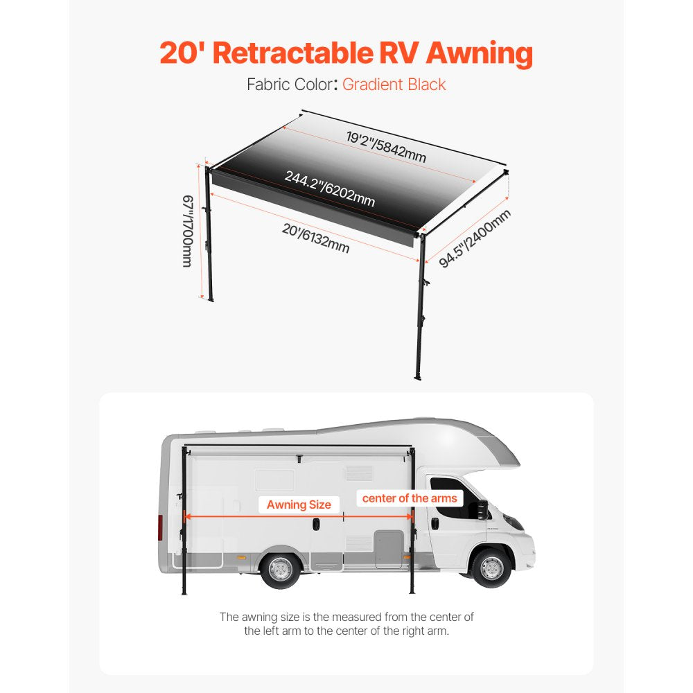B1 - Durable 20' RV Awning with 18oz PVC and Aluminum Frame