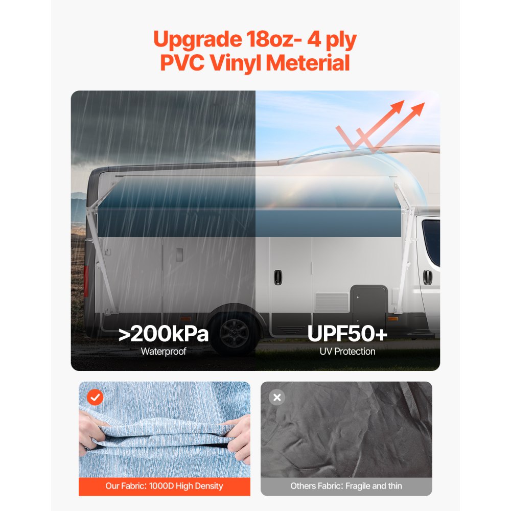 B1 - Durable 20' x 7.7' RV Awning with Reinforced Aluminum Frame