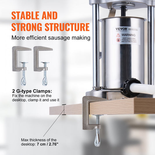 1A-SS305 - 2L Stainless Steel Manual Sausage Stuffer for Home & Commercial Use