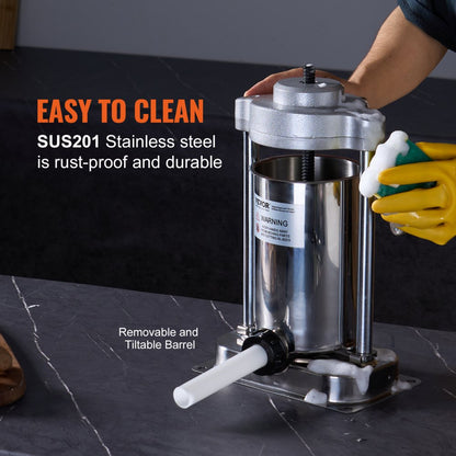 1A-SS305 - 2L Stainless Steel Manual Sausage Stuffer for Home & Commercial Use