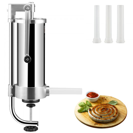 ES-3L - 5LBS Stainless Steel Sausage Stuffer with 3 Tubes & Air Release