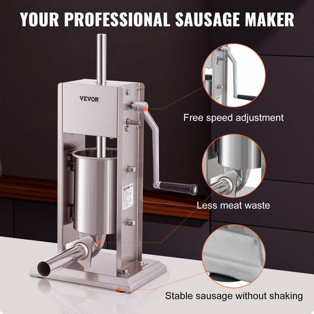 XZ-3 - 3L Stainless Steel Sausage Stuffer with Air Release System