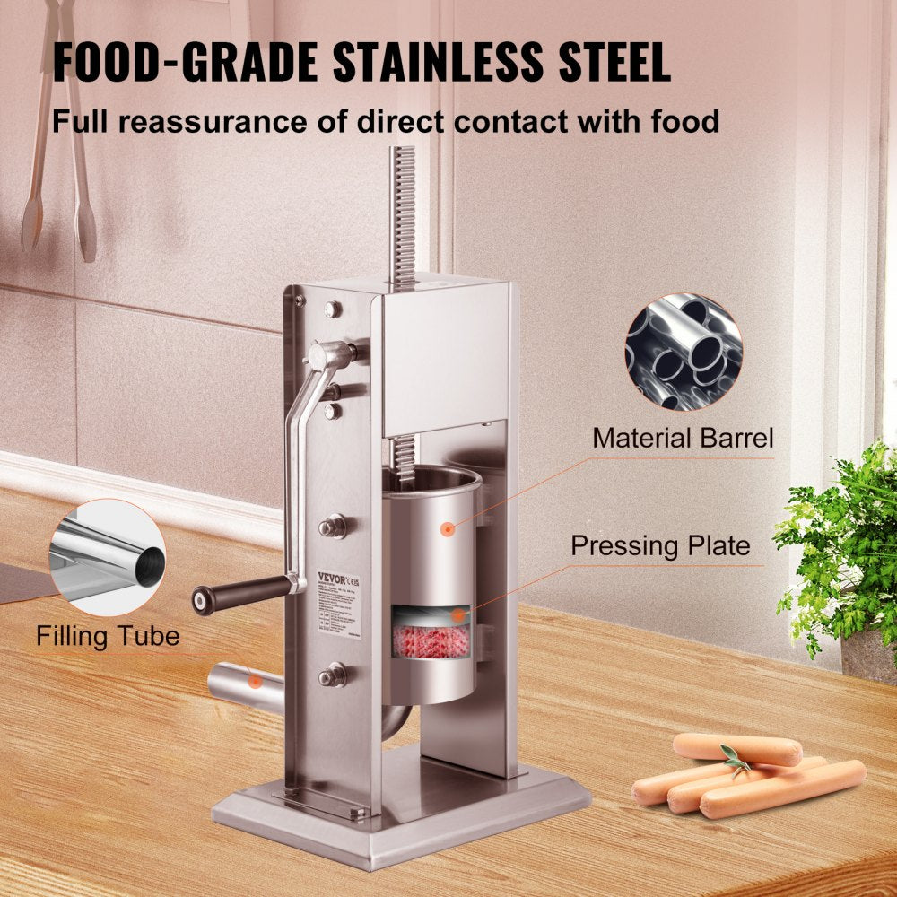 XZ-3 - 3L Stainless Steel Sausage Stuffer with Air Release System