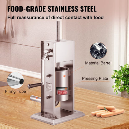 XZ-3 - 3L Stainless Steel Sausage Stuffer with Air Release System