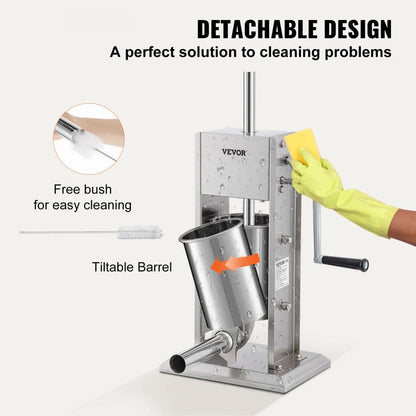 XZ-3 - 3L Stainless Steel Sausage Stuffer with Air Release System