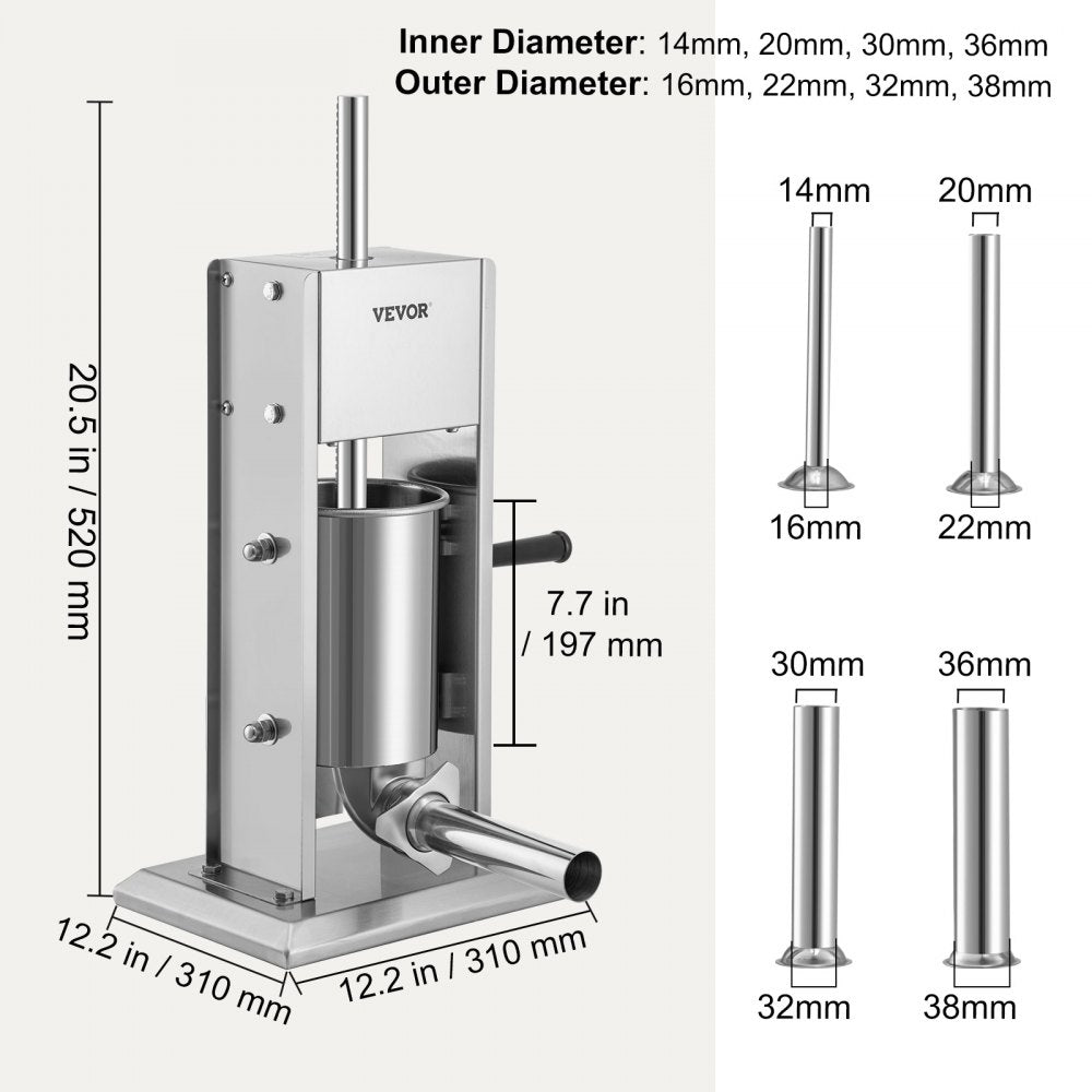 XZ-3 - 3L Stainless Steel Sausage Stuffer with Air Release System