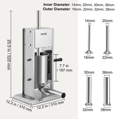 XZ-3 - 3L Stainless Steel Sausage Stuffer with Air Release System