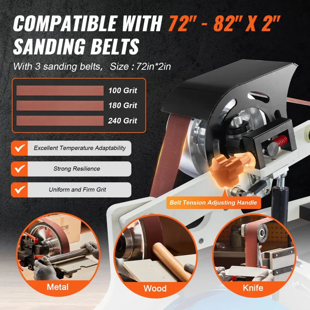 JLD10-7 - Versatile 72" Belt Sander Grinder with 1500W Motor & Molds