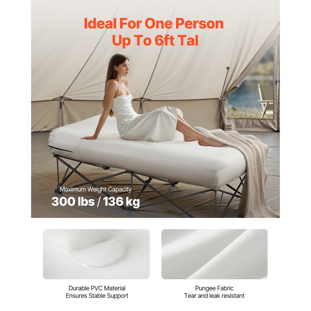 BF001 - Durable 1-Person Air Mattress with Quick Inflate Pump