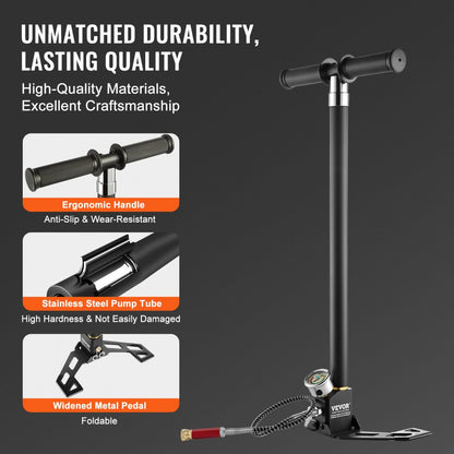 DQT-4JH - Durable Stainless Steel Hand Pump, 4500 PSI for Air Filling
