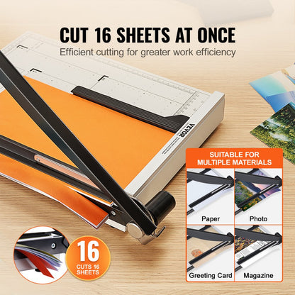825 - 15" VEVOR Paper Cutter for Cardstock & Cardboard, 16 Sheets Capacity