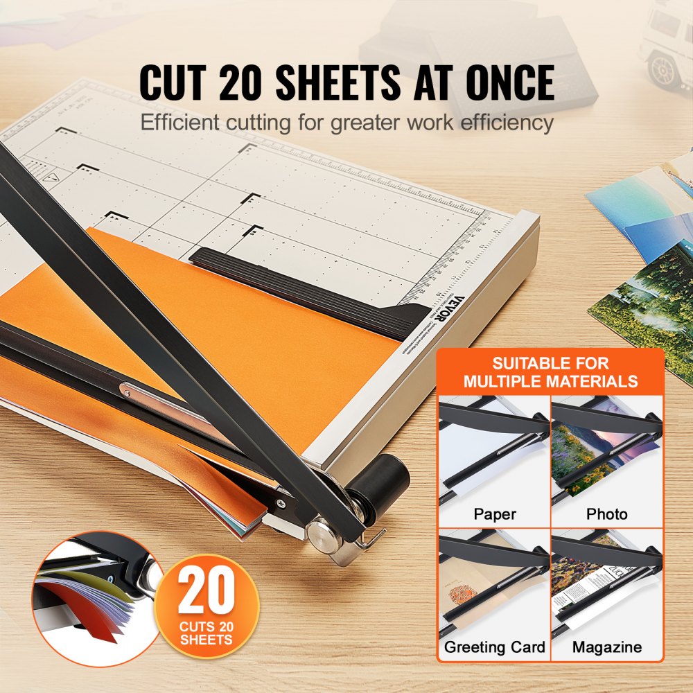 824 - 18" VEVOR Paper Cutter for 20 Sheets, Precision Trimming