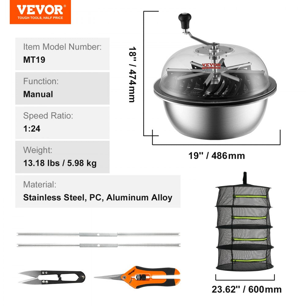 TM19 - VEVOR Stainless Steel Leaf Bowl Trimmer with Accessories