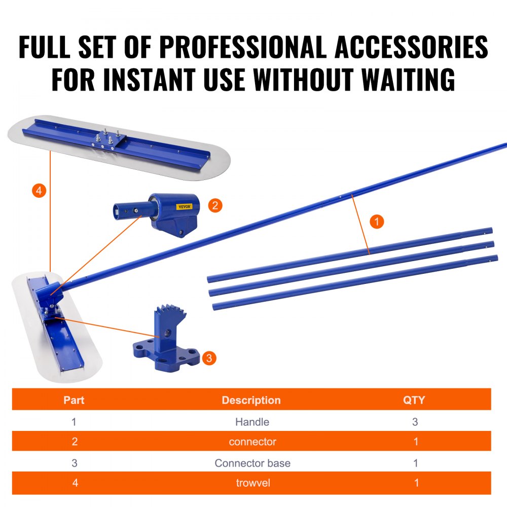 XSJ23-G05 - 1200x300mm Manganese Steel Bull Float Kit for Smooth Finishing