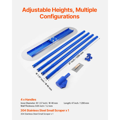 XSJ-2024-06 - 47.24in Stainless Steel Concrete Float with Adjustable Handle