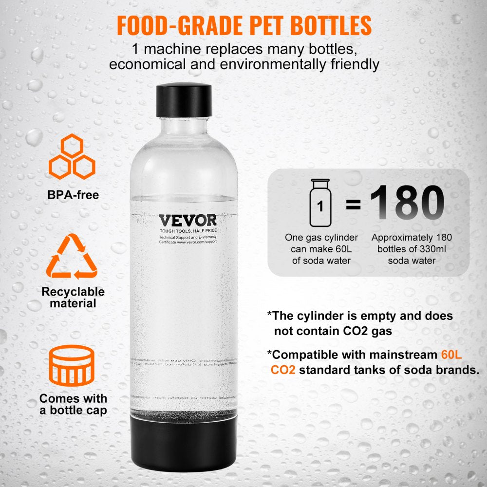 HR-192 - Portable Sparkling Water Maker with 1L PET Bottle and 2 CO2 Cylinders