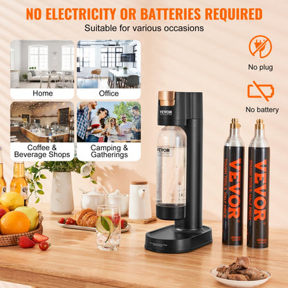 HR-192 - Portable Sparkling Water Maker with 1L PET Bottle and 2 CO2 Cylinders