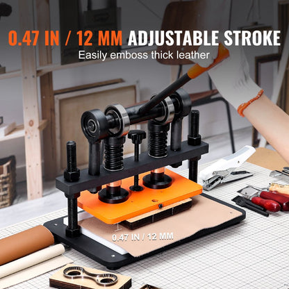 PGYHJ2615 - VEVOR Heavy-Duty Leather Cutter, 10.2"x5.9", Adjustable 0.47" Stroke