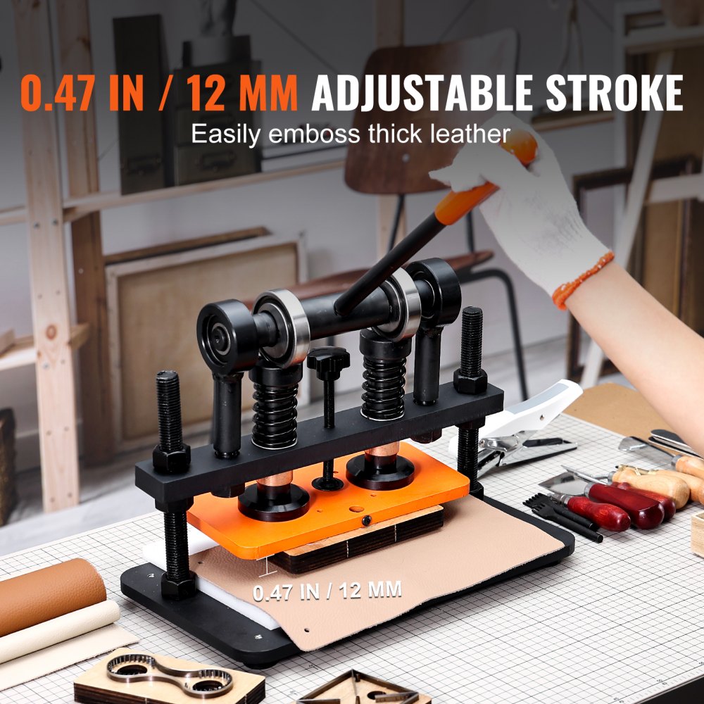 PGYHJ2612 - Heavy-Duty Leather Cutting Machine, 10.2" x 4.7", Adjustable Stroke