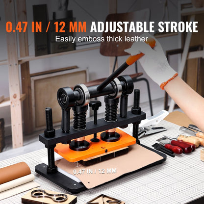 PGYHJ2612 - Heavy-Duty Leather Cutting Machine, 10.2" x 4.7", Adjustable Stroke