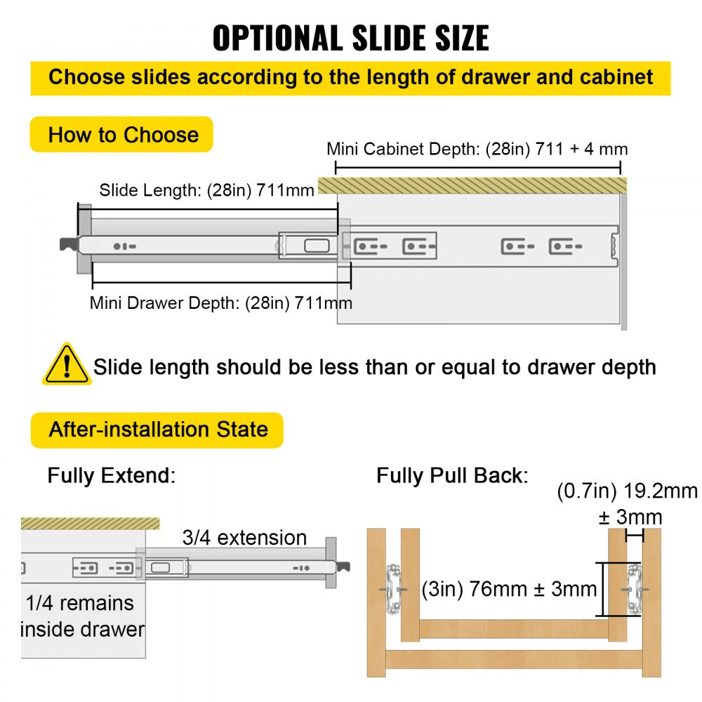 VV-SJTTDGDS-28IN - Heavy-Duty 28" Drawer Slides with Lock, 500 lbs Capacity