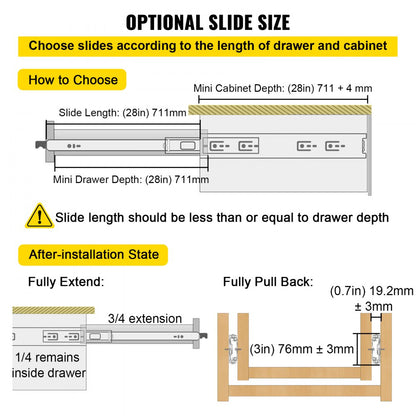 VV-SJTTDGDS-28IN - Heavy-Duty 28" Drawer Slides with Lock, 500 lbs Capacity