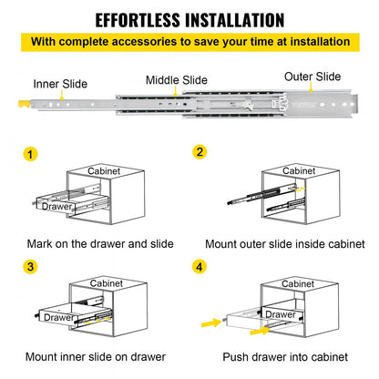 VV-SJTTDGDS-32IN - Heavy-Duty 32" Drawer Slides with Lock & 500 lbs Capacity