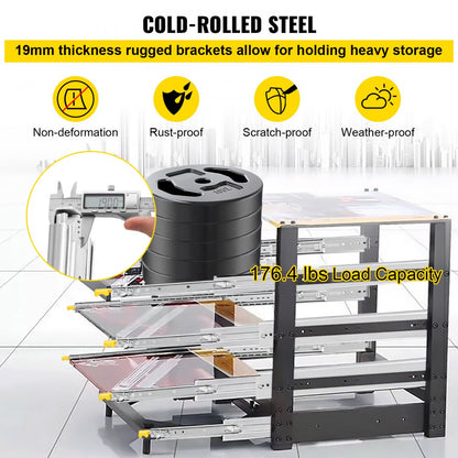 VV-SJTTDGDS-60IN - 60" Steel Drawer Slides with Lock, 500lbs Capacity