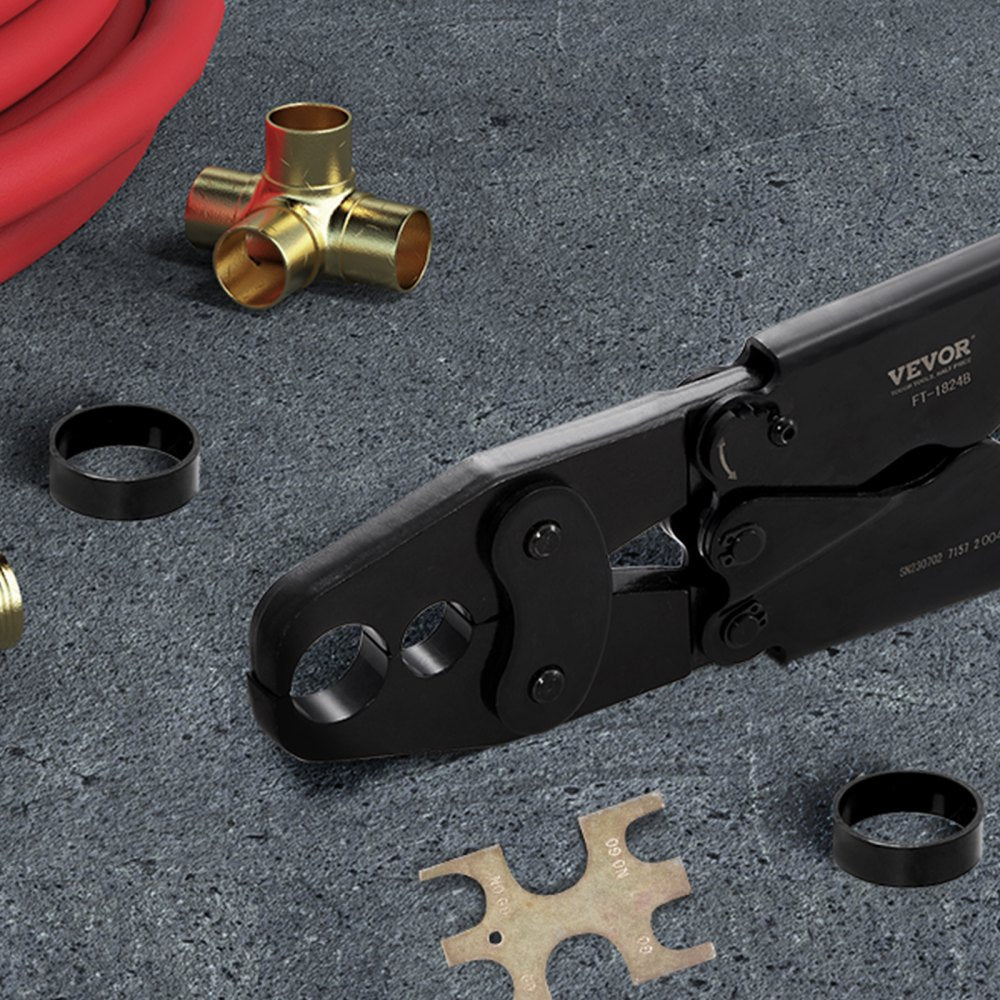 FT-1824 - Dual-Head PEX Crimping Tool for 1/2" & 3/4" Pipes