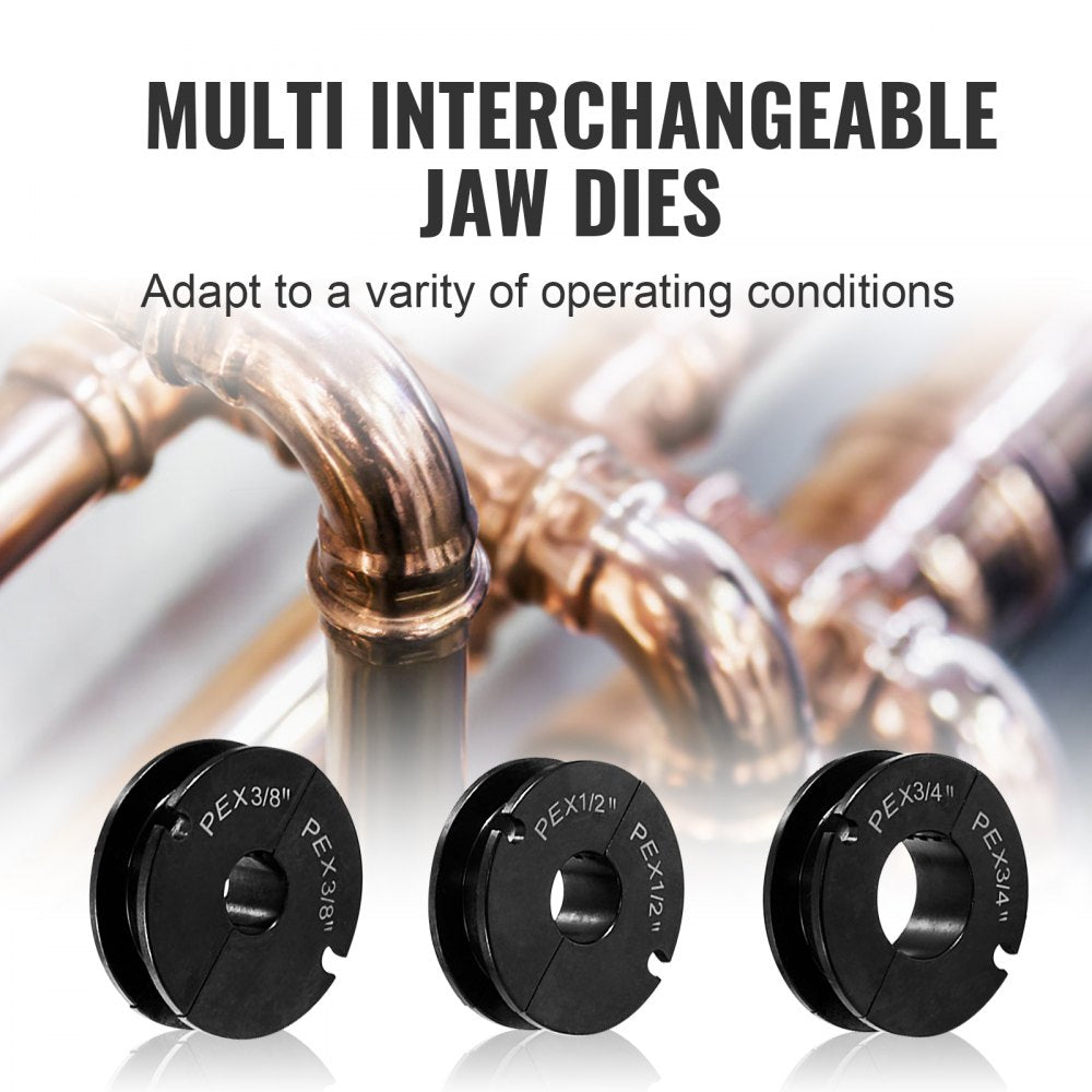 FT-1530 - Durable Steel PEX Crimping Tool Kit for Plumbing & HVAC