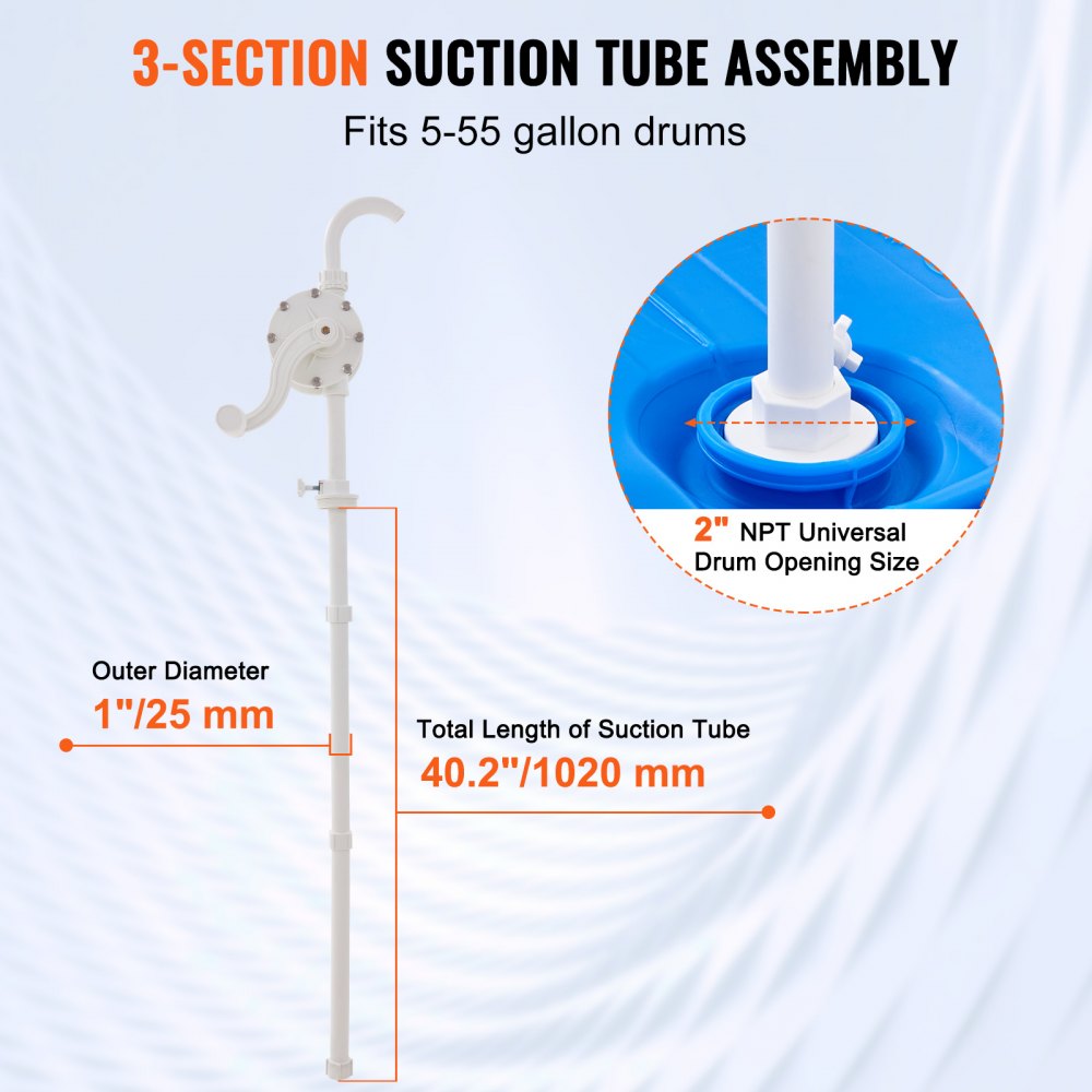 YOILP-HG0012A - 6.5 GPM VEVOR Hand Crank Drum Pump for 5-55 Gallon Drums