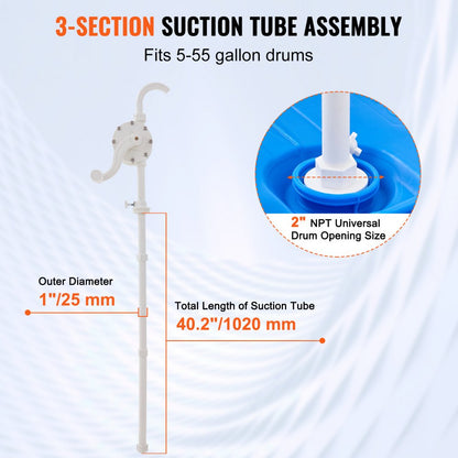 YOILP-HG0012A - 6.5 GPM VEVOR Hand Crank Drum Pump for 5-55 Gallon Drums