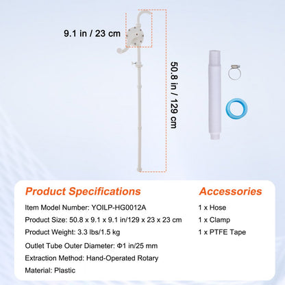 YOILP-HG0012A - 6.5 GPM VEVOR Hand Crank Drum Pump for 5-55 Gallon Drums