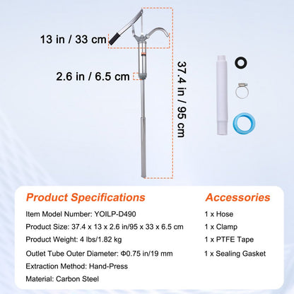 YOILP-D490 - Lever-Action 10oz Drum Pump for 5-55 Gallon Tanks