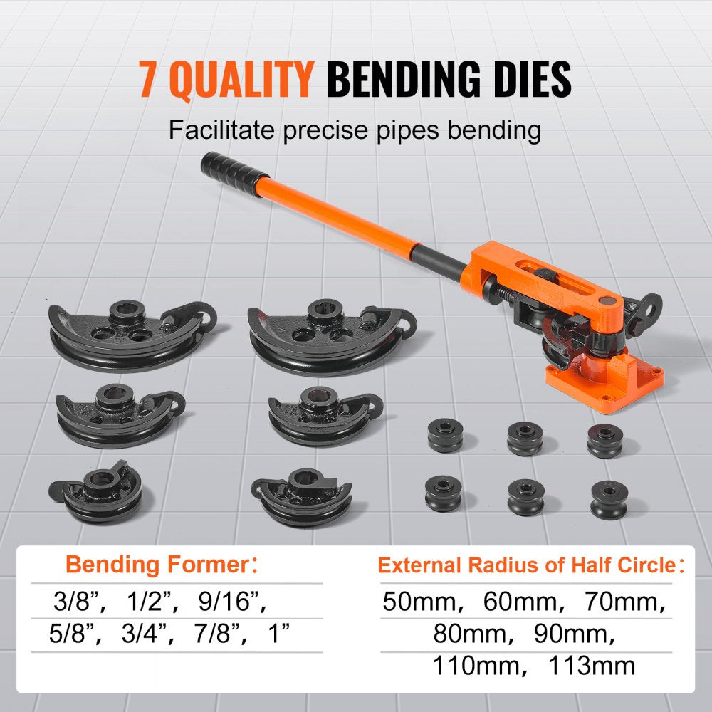 SWG-25 - VEVOR 1" Pipe Tube Bender with 7 Dies & Durable Design