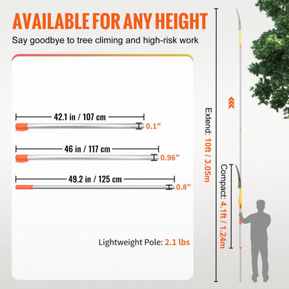 SS-SDC-AL-0003 - 10ft Telescoping Pole Saw with Sharp 12.6" Blade
