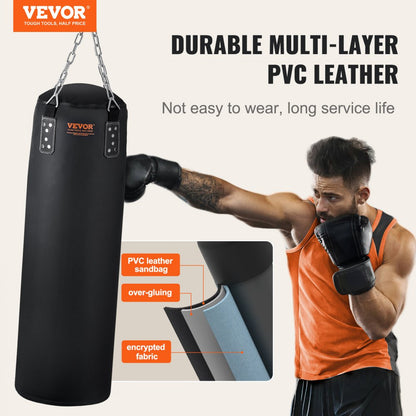 SD-1 - 4ft Durable PVC Leather Punching Bag for Heavy Training